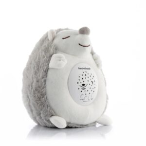 innovagoods spikey erizo de peluche con ruido blanco y proyector quitamiedos luz led rgb apagado automatico estrellas y lunas en el techo 16x19x15cm color blanco y gris