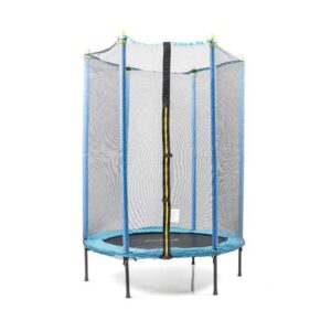 innovagoods zuply cama elastica infantil con red de seguridad soporta hasta 25kg proteccion uv resistente al agua mastiles con espuma 140x183cm color azul y negro