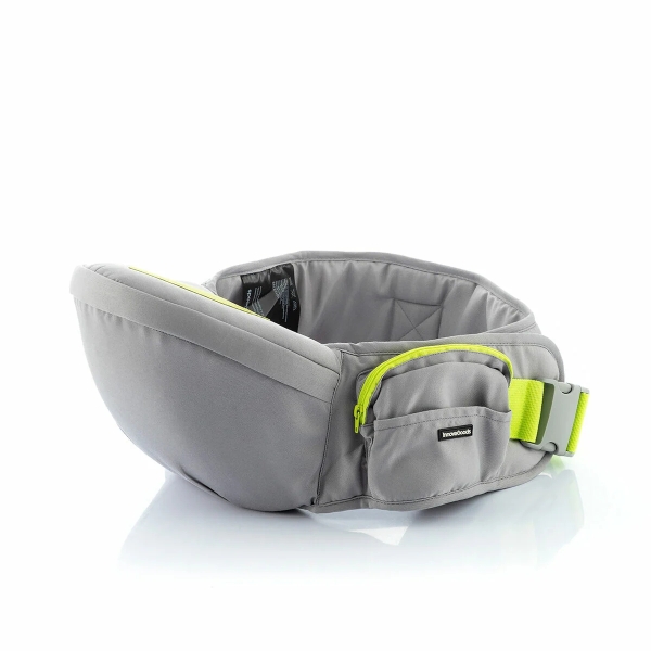 innovagoods seccaby cinturon portabebes evolutivo soporta hasta 20kg antideslizante 2 bolsillos cierre de velcro 122x20x16cm color gris y verde