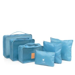 innovagoods luggan pack de 6 bolsas organizadoras para maletas resistente al agua cremallera varios formatos color azul