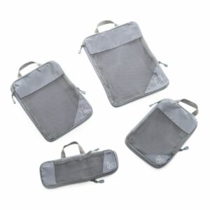 innovagoods compakube pack de 4 bolsas organizadoras de compresion para maletas transpirable doble cremallera varios formatos color gris