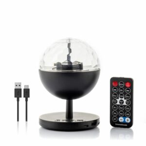 innovagoods istarlyt proyector led recargable con altavoz bluetooth bateria 800mah mando a distancia funcion rotativa antideslizante 10.7x15.3cm color negro