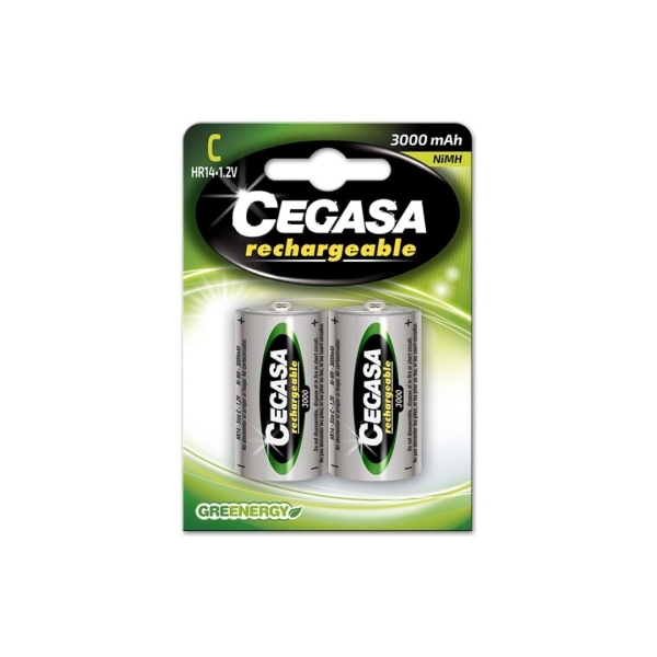 cegasa rechargeable pack de 2 pilas recargables hr14 c 3000mah