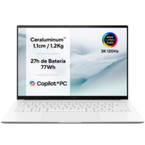 asus zenbook s14 oled portatil 14" intel core ultra 9 386h 32gb 1tb ssd windows 11 home 64 bit color blanco teclado qwerty (es)