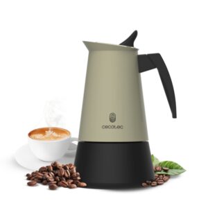 cecotec piccolina 400 cafetera italiana para 4 tazas acero inoxidable apta para placas electricas, vitro y gas piezas desmontables valvula de seguridad color menta