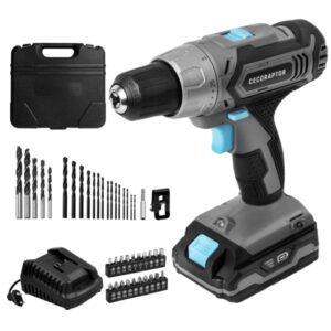cecotec cecoraptor perfect drill 2020 advance taladro atornillador torque 46nm 1550rpm bloqueo de husillo automatico bateria 2ah 20v luz led incluye accesorios color negro y gris