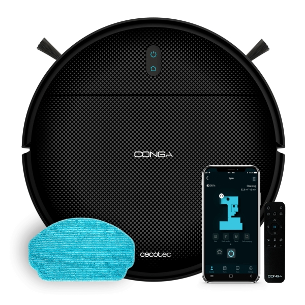 cecotec conga animal pro robot aspirador 5 en 1 navegacion giroscopica bluetooth autonomia 120min succion hasta 2kpa mando a distancia wifi control con app color negro
