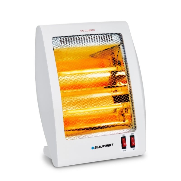 blaupunkt estufa de cuarzo potencia 800w temperatura regulable oscilante 2 tubos halogenos interruptor antivuelco color blanco