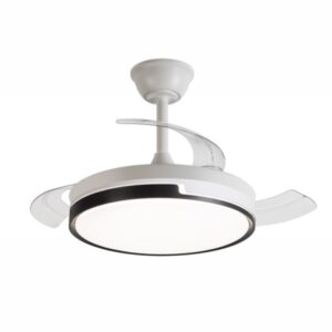 daewoo ventilador de techo de 90cm 30w aspas retractiles luz led integrada incluye kit de instalacion ultra silencioso temporizador 6 velocidades funcion reversible color blanco