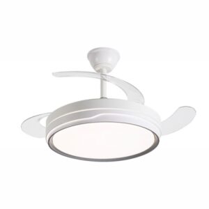 daewoo ventilador de techo de 106cm 30w aspas retractiles luz led integrada incluye kit de instalacion ultra silencioso temporizador 6 velocidades funcion reversible color blanco