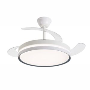 daewoo ventilador de techo de 106cm 30w aspas retractiles luz led integrada incluye kit de instalacion temporizador 6 velocidades funcion reversible color blanco