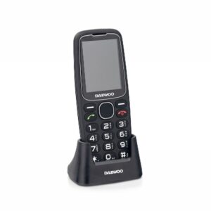 daewoo telefono movil para mayores pantalla 2.4" teclas grandes retroiluminadas bateria 1.400mah boton sos trasero dual sim jack 3.5mm radio fm usb c color negro