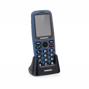 daewoo telefono movil para mayores pantalla 2.4" teclas grandes retroiluminadas bateria 1.400mah boton sos trasero dual sim jack 3.5mm radio fm usb c color azul