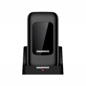 daewoo telefono movil de tapa doble pantalla 2.8" y 1.77" teclas grandes ram 48mb rom 128mb 1000mah camara 0.3mp 4g dual sim jack 3.5mm radio fm base de carga usb c color negro