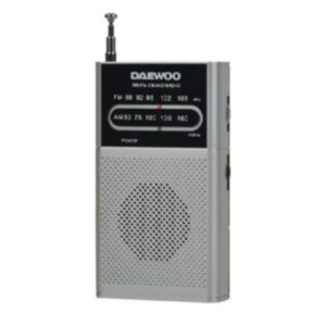 daewoo radio am/fm alimentacion a pilas jack 3.5mm antena telescopica altavoz integrado 130x70x28mm color plata