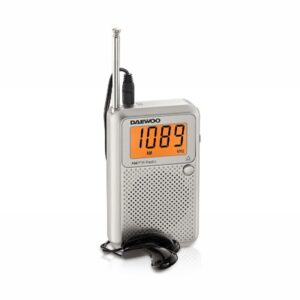 daewoo radio am/fm pantalla digital jack 3.5mm antena telescopica altavoz integrado color gris