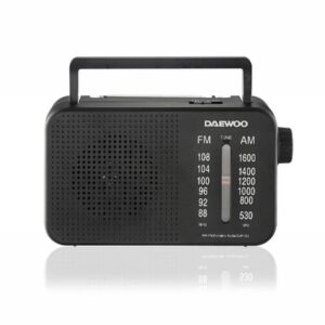 daewoo radio am/fm jack 3.5mm antena telescopica altavoz integrado asa de transporte 22x7.5x15cm color negro