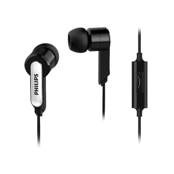 philips auriculares intraurales cable de 1.2m jack 3.5mm microfono integrado 3 pares de almohadillas de silicona aislamiento pasivo del ruido color negro