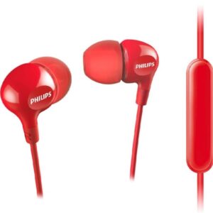 philips auriculares intraurales con cable jack 3.5mm microfono integrado aislamiento pasivo del ruido boton multifuncion altavoz 8.6mm color rojo