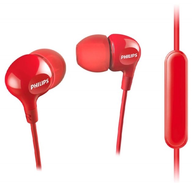 philips auriculares intraurales con cable jack 3.5mm microfono integrado aislamiento pasivo del ruido boton multifuncion altavoz 8.6mm color rojo