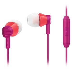 philips auriculares intraurales con cable jack 3.5mm microfono integrado 3 pares de almohadillas de silicona aislamiento pasivo del ruido altavoz 8.6mm color rosa