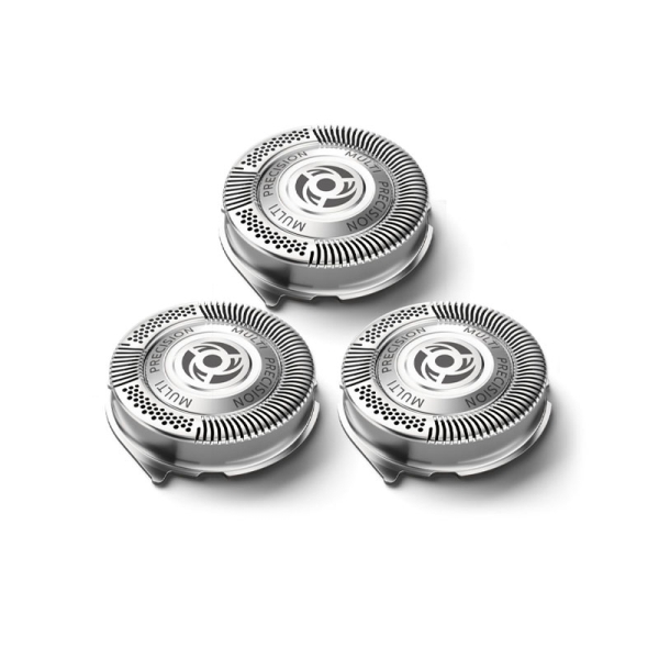 philips pack de 3 cabezales de recambio para afeitadoras serie 5000 cuchillas autoafilables seguimiento de contornos color acero