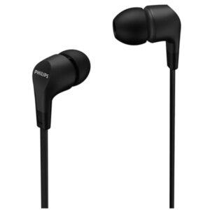 philips auriculares intraurales con cable jack 3.5mm microfono integrado 3 pares de almohadillas de silicona aislamiento pasivo del ruido altavoz 8.6mm boton multifuncion color negro