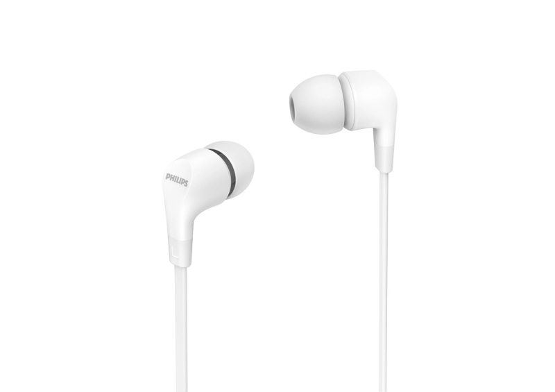 philips auriculares intraurales con cable jack 3.5mm microfono integrado 3 pares de almohadillas de silicona aislamiento pasivo del ruido altavoz 8.6mm boton multifuncion color blanco