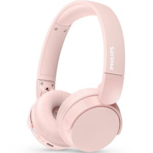 philips auriculares supraaurales inalambricos bluetooth 5.3 autonomia hasta 55h microfono integrado bateria 600mah conector usb c plegable alcance 10m altavoz de 32mm color rosa