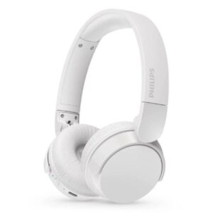 philips auriculares supraaurales inalambricos bluetooth 5.3 autonomia hasta 55h microfono integrado bateria 600mah conector usb c plegable alcance 10m altavoz de 32mm color blanco