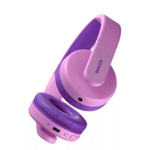 philips auriculares supraaurales inalambricos bluetooth 5.0 autonomia hasta 28h jack 3.5mm alcance 10m plegable microfono integrado conector usb c altavoz de 32mm color rosa