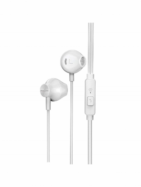 philips taue101 auriculares in‑ear con microfono sonido de graves bass sound controladores 14.2mm con iman neodimio sensibilidad 106db cable 1.2m con jack 3.5mm color blanco