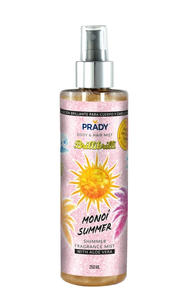 prady brilli brilli body & hair mist monoi summer frasco de 250 ml spray pulverizador