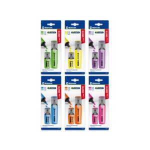 bismark long life pack de 1 mini marcador + 1 marcador fluorescente tinta de secado rapido punta biselada ideal para subrayar y resaltar diseño ergonomico alta durabilidad colores surtidos