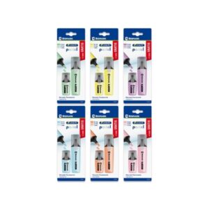 bismark long life pack de 1 mini marcador + 1 marcador fluorescente tinta de secado rapido punta biselada ideal para subrayar y resaltar diseño ergonomico alta durabilidad colores pastel surtidos