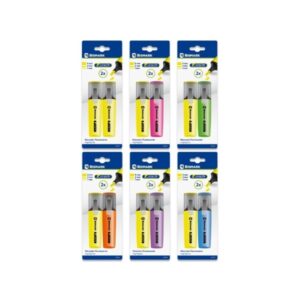 bismark long life pack de 2 marcadores fluorescentes tinta de secado rapido punta biselada ideal para subrayar y resaltar diseño ergonomico alta durabilidad colores neon surtidos