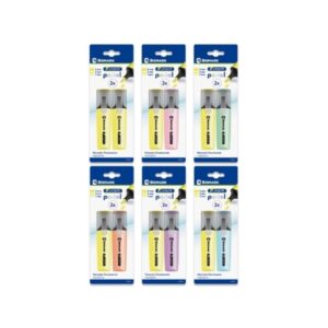 bismark long life pack de 2 marcadores fluorescentes tinta de secado rapido punta biselada ideal para subrayar y resaltar diseño ergonomico alta durabilidad colores pastel surtidos