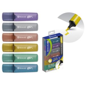 bismark pack de 6 marcadores fluorescentes glitter metalizados tinta de secado rapido punta biselada ideal para subrayar y resaltar diseño ergonomico