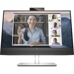 hp e24mv g4 monitor 23.8" led ips fullhd 60hz respuesta 5ms altavoces 4w ajustable en altura, giratorio e inclinable hdmi, displayport, vga, hub usb webcam vesa 100x100mm color negro/plata