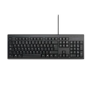 kensington kb100 eq teclado completo usb a fabricado con 64% de contenido reciclado membrana a prueba de liquidos color negro