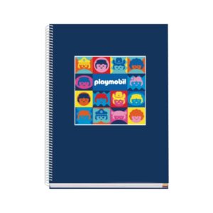 dohe playmobil cuaderno espiral a4 100 hojas microperforadas cuadricula 5mm tapa dura carton forrado bandas de color