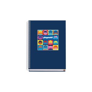 dohe playmobil cuaderno espiral a5 100 hojas cuadricula 5mm tapa dura impresa a todo color y plastificada en brillo bandas de color