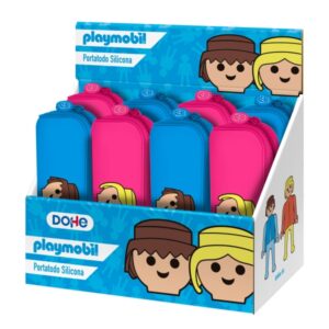 dohe playmobil expositor con 8 portatodos de silicona cierre con cremallera y tirador de goma colores surtidos