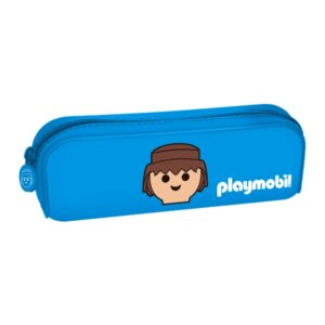 dohe playmobil portatodo de silicona cierre con cremallera y tirador de goma color azul