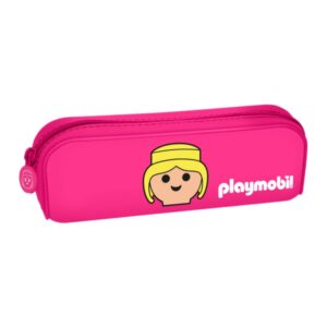 dohe playmobil portatodo de silicona cierre con cremallera y tirador de goma color rosa