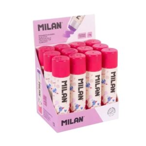 milan flowicorn expositor con 12 barras de pegamento 21g multiusos multisuperficies sin disolventes uso escolar color violeta