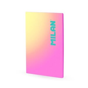milan sunset libreta encolada formato a4 cuadricula 5x5mm 48 hojas de 95 gr/m2 microperforadas color rosa/amarillo