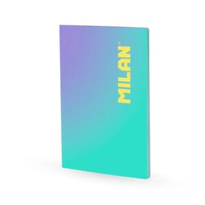 milan sunset libreta encolada formato a4 pautado 7mm 48 hojas de 95 gr/m2 microperforadas color turquesa/violeta