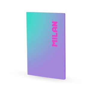 milan sunset libreta encolada formato a4 pautado 7mm 48 hojas de 95 gr/m2 microperforadas color violeta/turquesa