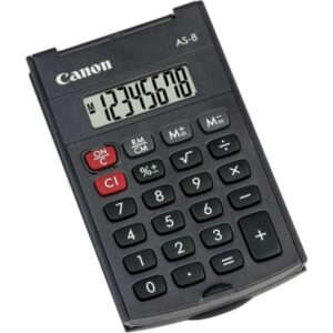 canon as 8 calculadora de bolsillo con pantalla lcd de 8 digitos con tapa rigida plegable alimentacion con pila color gris oscuro